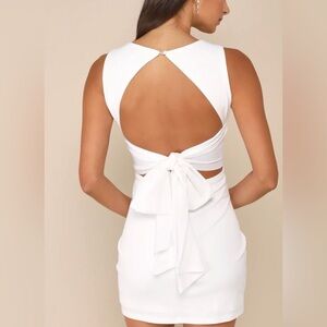 NWT lulus White Open Back Tie Back Mini Dress Medium